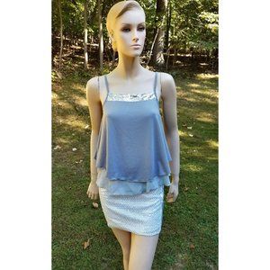 2pc Glitz and Glams Sexy Top & Sequin Mini Skirt Outfit Womens XS S